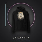 GataKarma Original Hoodie Black, on concrete with neon light (3/13) — Signature collection by BarnaBorders