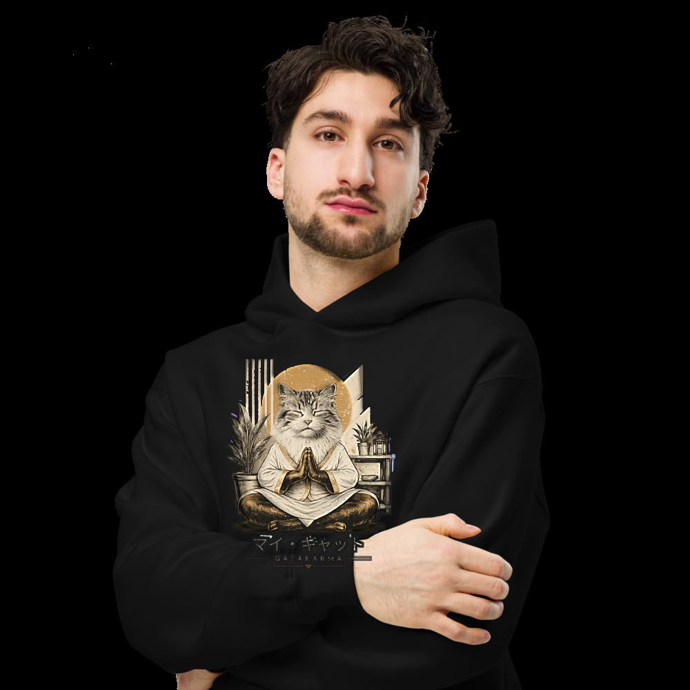 GataKarma Original Hoodie Black, worn by a man (5/13) — Signature collection by BarnaBorders