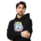 GataKarma Neon-Punk Hoodie, black, worn by a man, BarnaBorders Artist Edition