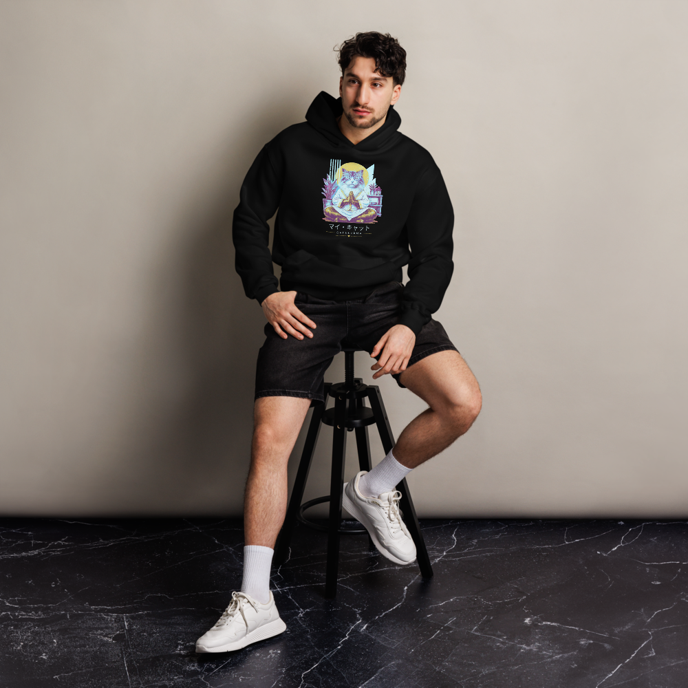 GataKarma Neon-Punk Hoodie, black, lifestyle, BarnaBorders Artist Edition