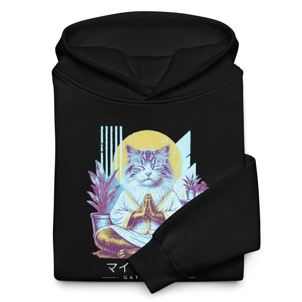 GataKarma Neon-Punk Hoodie, black, print detail, BarnaBorders Artist Edition