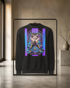 GataKarma Acid Karma Sweatshirt, black, on a rail in a concrete concept store (3/20) — Acid Karma collection by BarnaBorders