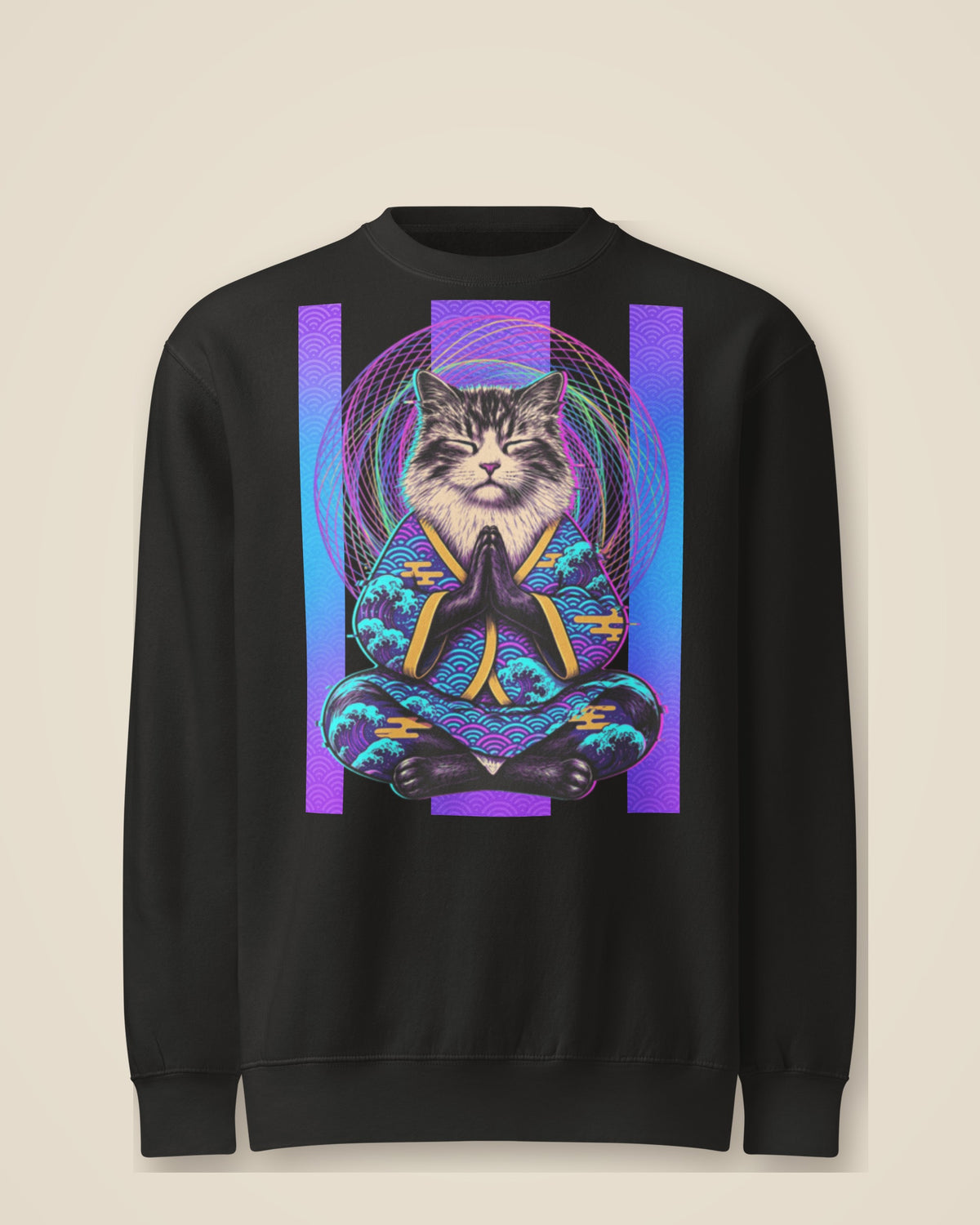 GataKarma Acid Karma Sweatshirt, black, front view — Acid Karma collection by BarnaBorders