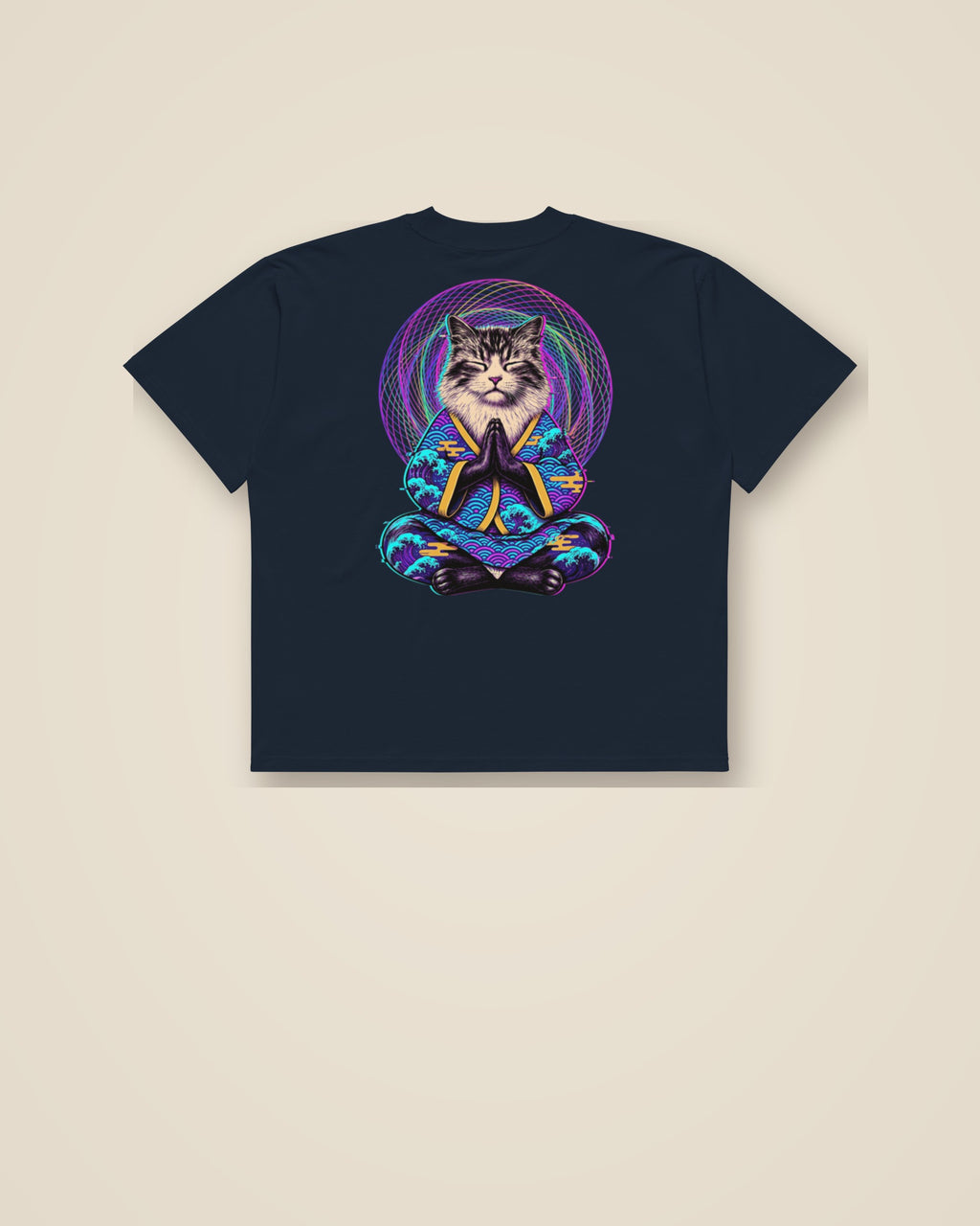 GataKarma Acid Karma Oversized Tee, French navy, back view (4/10) — Acid Karma collection by BarnaBorders
