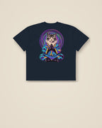 GataKarma Acid Karma Oversized Tee, French navy, back view (4/10) — Acid Karma collection by BarnaBorders