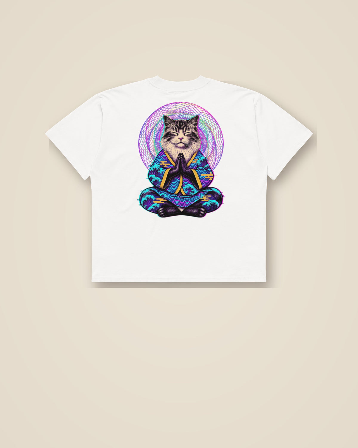 GataKarma Acid Karma Oversized Tee, white, back view — Acid Karma collection by BarnaBorders