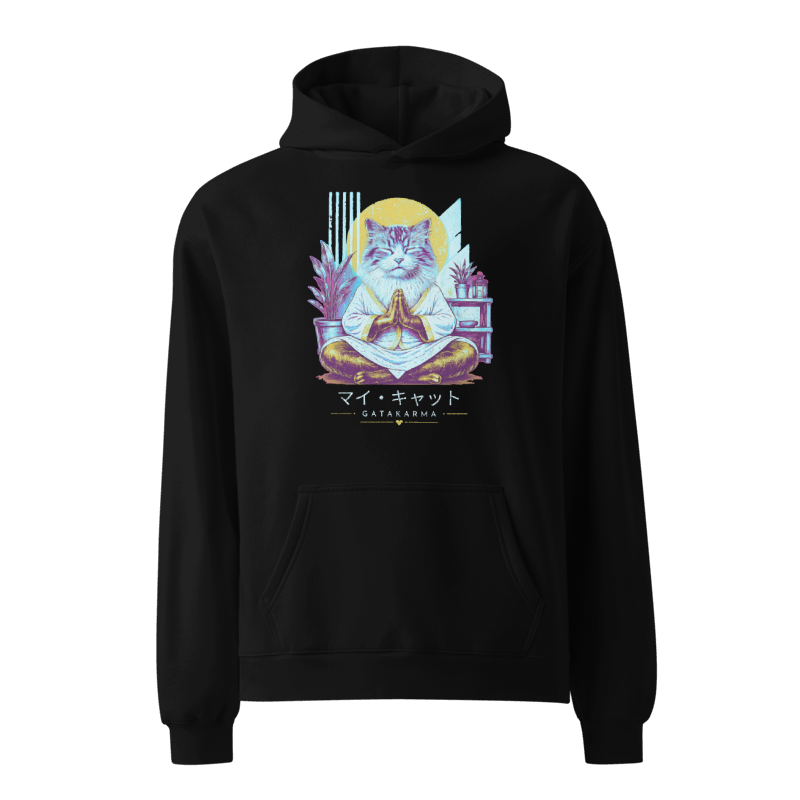 GataKarma Neon-Punk Hoodie, black, oversized, BarnaBorders Artist Edition