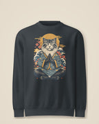 GataKarma Kimono Sweatshirt, navy, front view (4/30) — Ukiyo collection by BarnaBorders