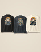 GataKarma Kimono Sweatshirt, navy and sandshell (6/30) — Ukiyo collection by BarnaBorders