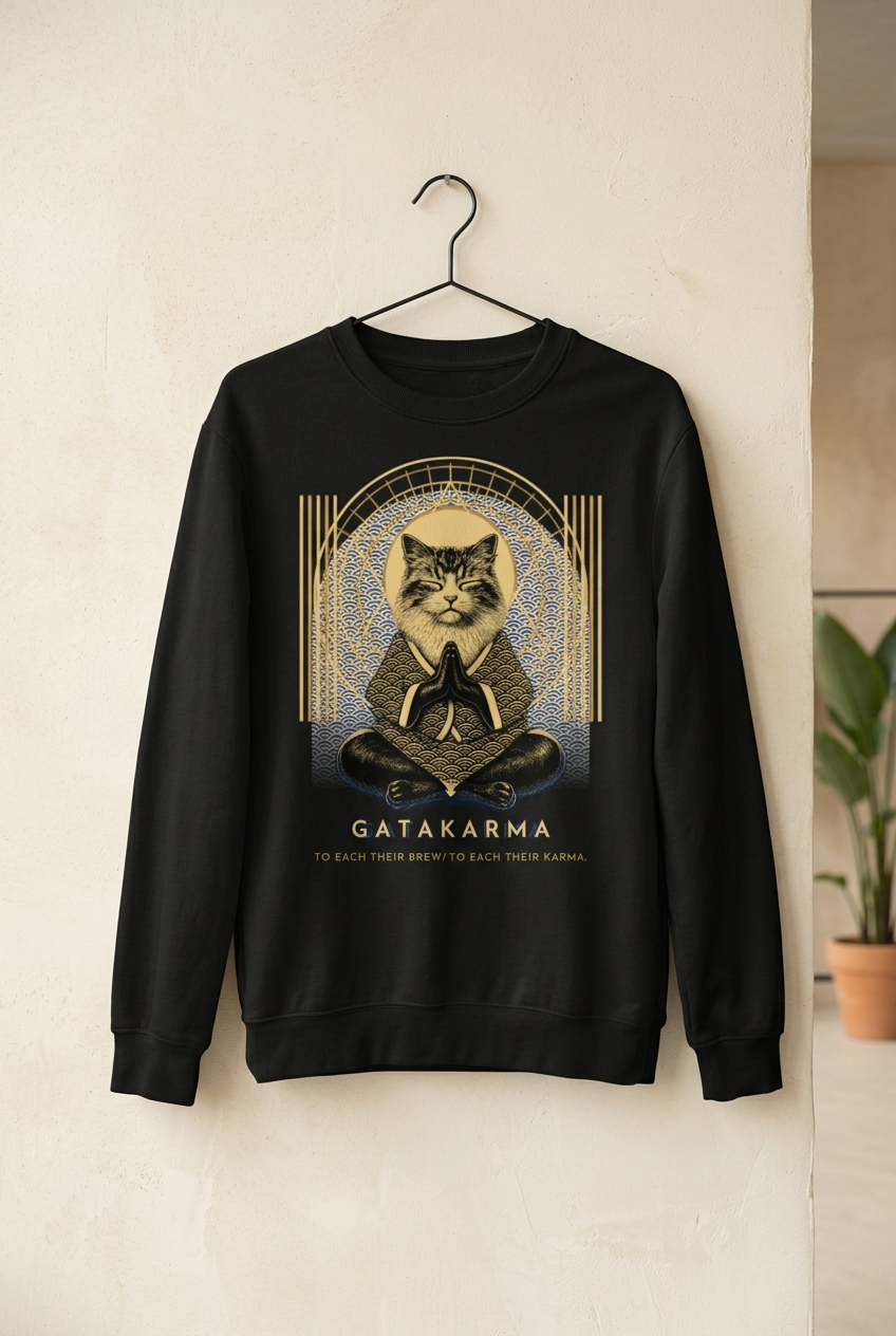 GataKarma Atelier 04 Sweatshirt, ecru artist-studio backdrop (1/9) — Atelier series by BarnaBorders
