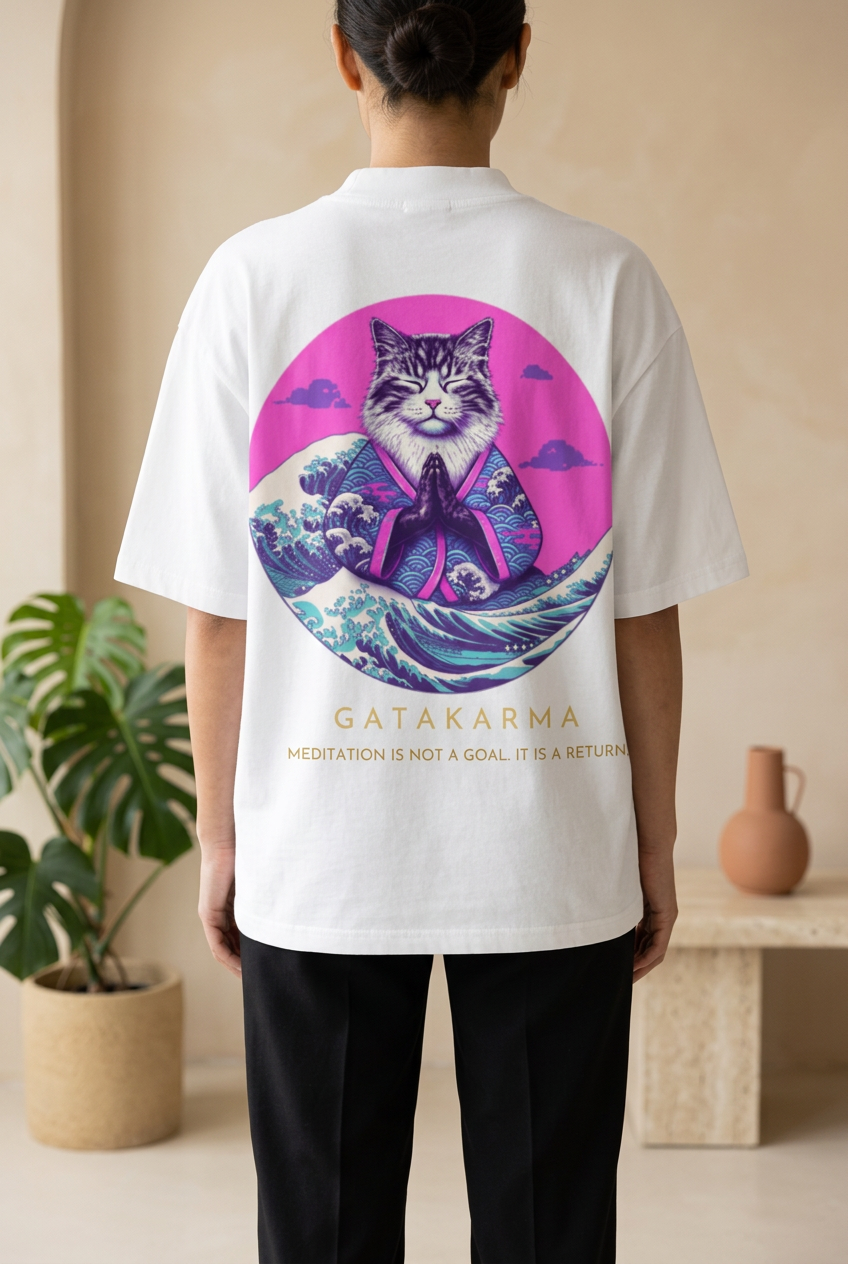 GataKarma Pink Wave Oversized Tee, product view 1 of 7 — Pink Wave collection by BarnaBorders