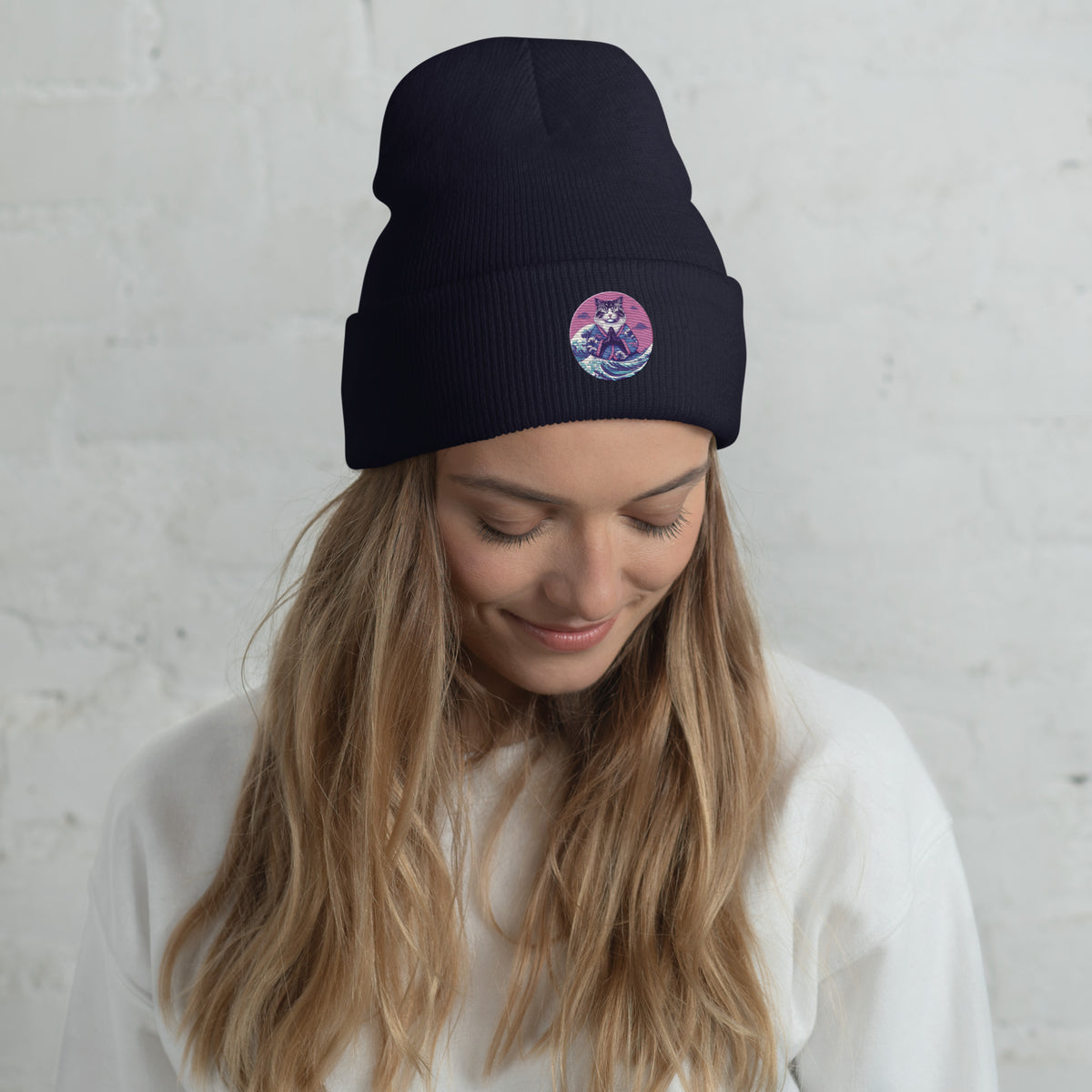 GataKarma Pink Wave Cuffed Beanie, product view 11 of 14 — Pink Wave collection by BarnaBorders