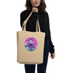 GataKarma Pink Wave Eco Tote Bag, product view 4 of 4 — Pink Wave collection by BarnaBorders