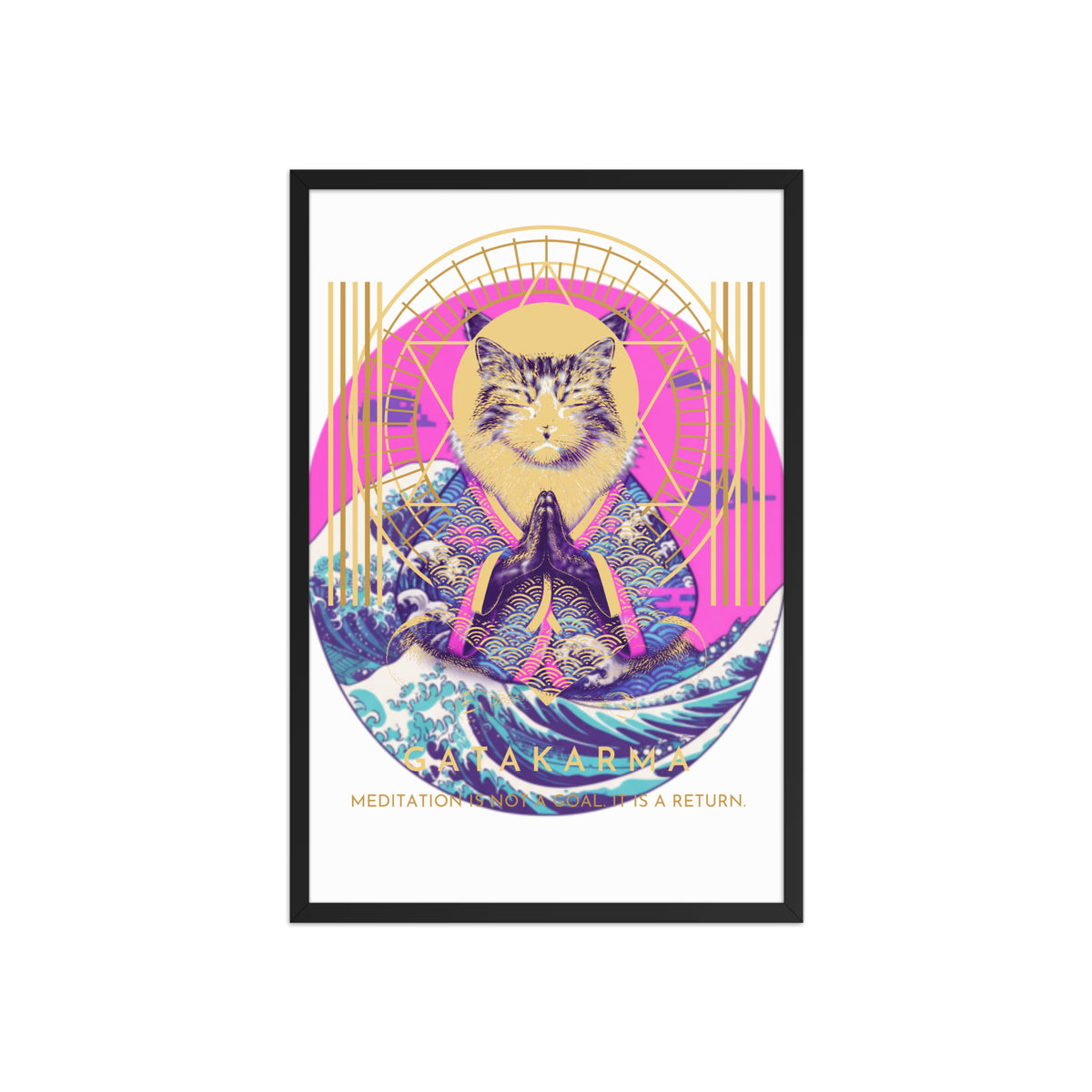 GataKarma Pink Wave Framed Poster, black frame, 20×30″ — Pink Wave collection by BarnaBorders
