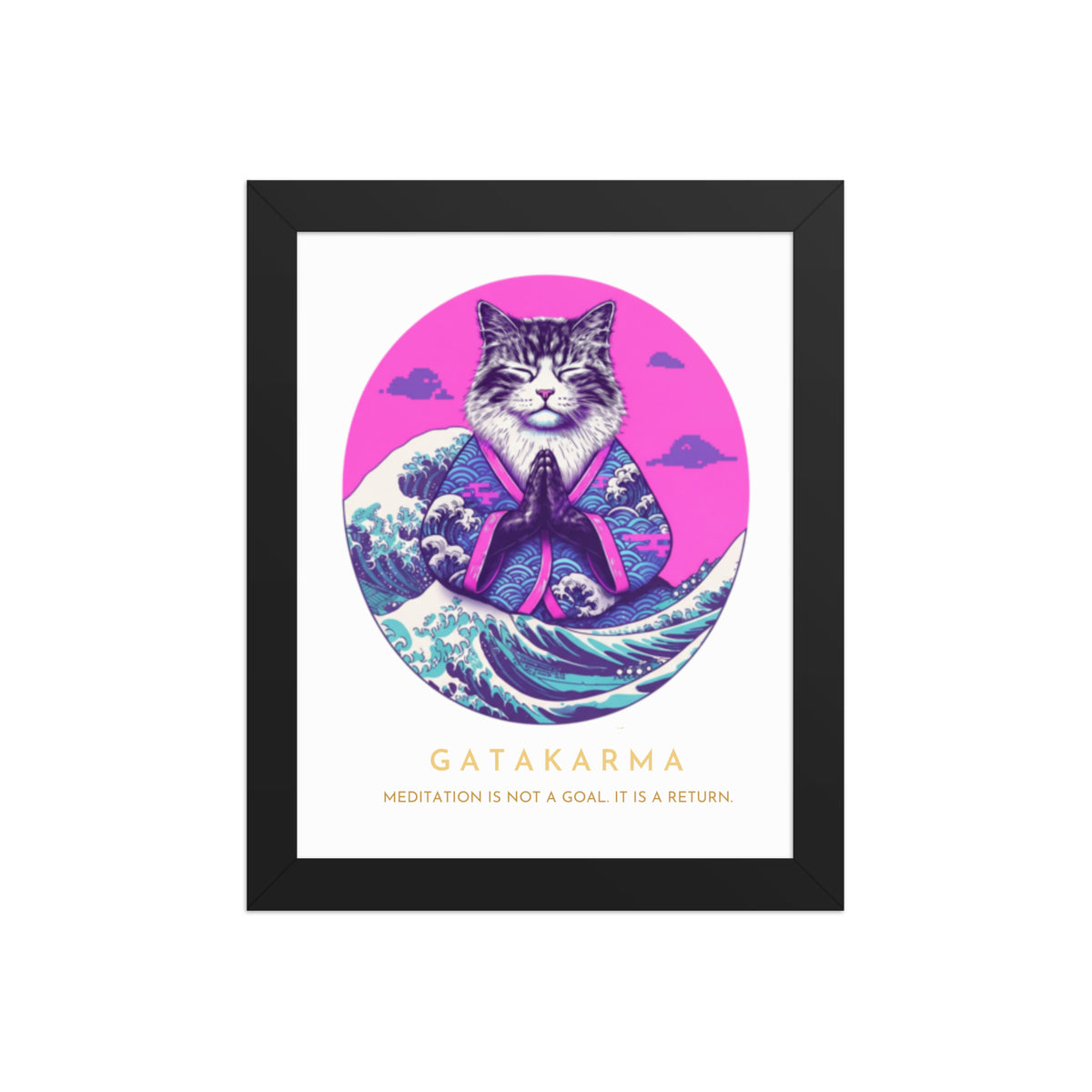 GataKarma Pink Wave Framed Poster, black frame, 8×10″ — Pink Wave collection by BarnaBorders
