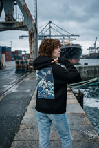 GataKarma Marea Hoodie, industrial harbour, grey sea and sky (1/3) — MAREA collection by BarnaBorders