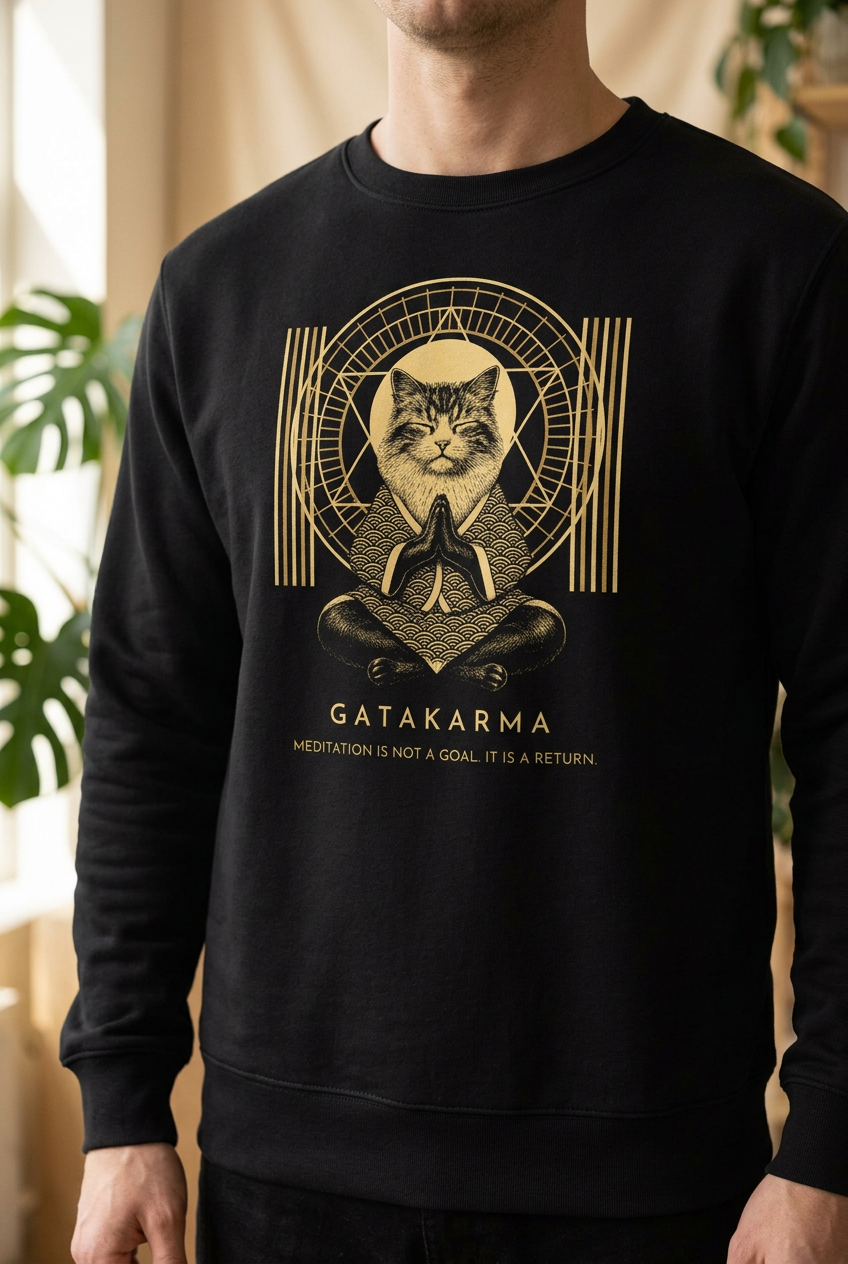GataKarma Or Sacré Sweatshirt, close-up of the print (1/13) — Signature collection by BarnaBorders