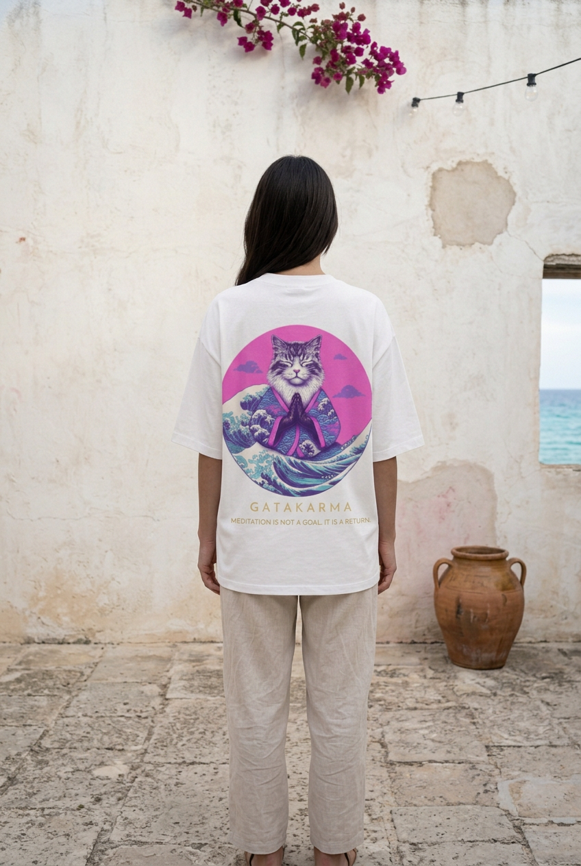 Pink Wave Oversized Tee dans le décor insulaire