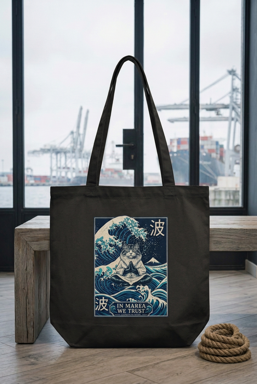 Tote bag noir sur fond minéral