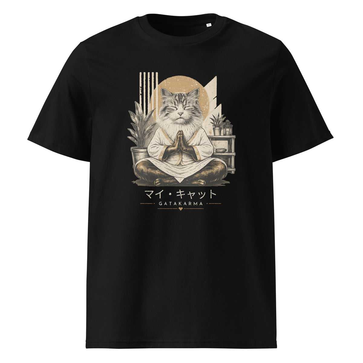 GataKarma Original Tee, black, mockup 4, BarnaBorders Artist Edition