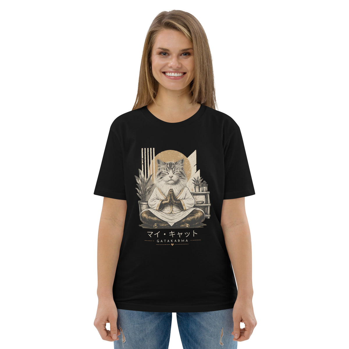 GataKarma Original Tee, black, mockup 5, BarnaBorders Artist Edition