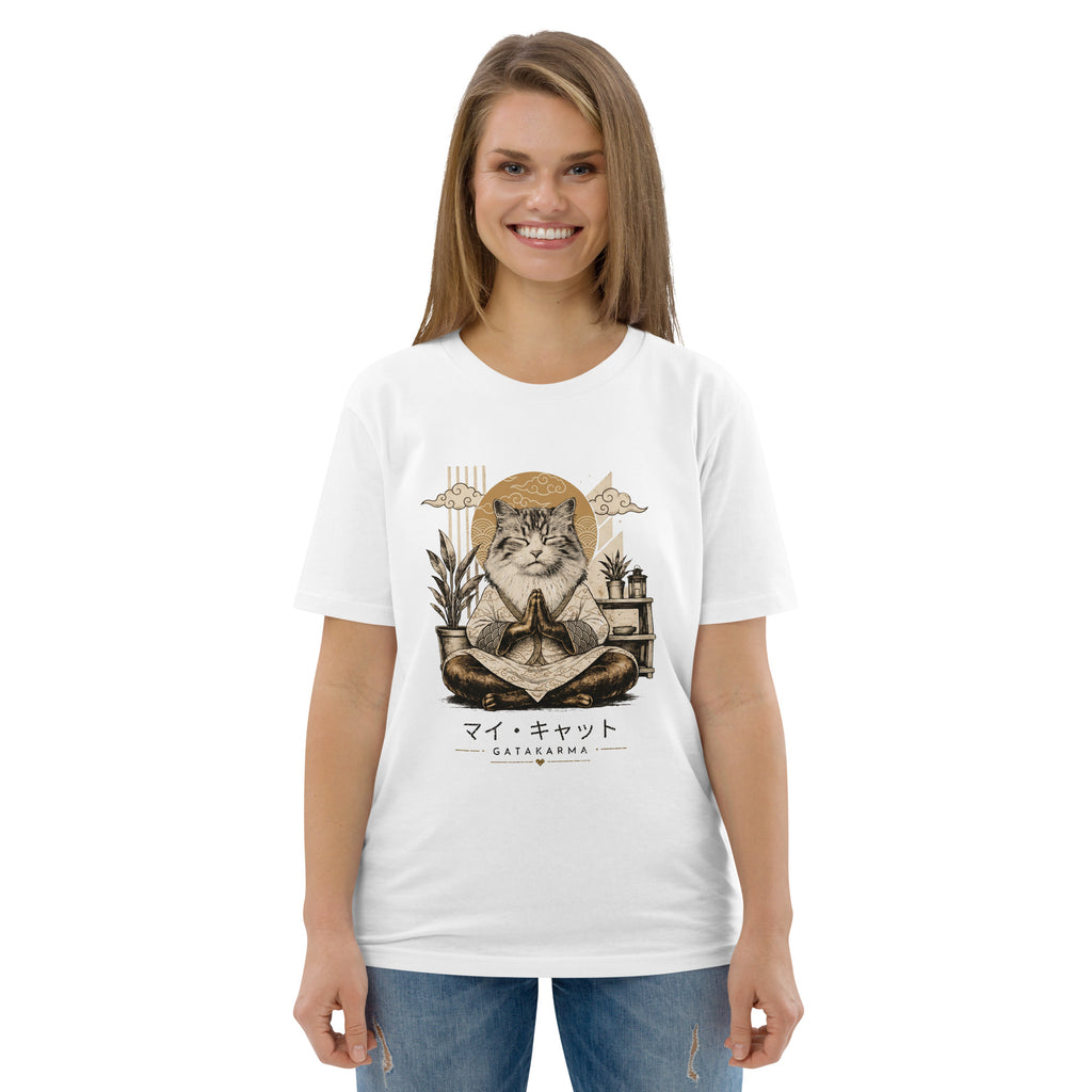 GataKarma Ukiyo Tee Paper, paper white, front, worn (3/7) — Ukiyo collection by BarnaBorders
