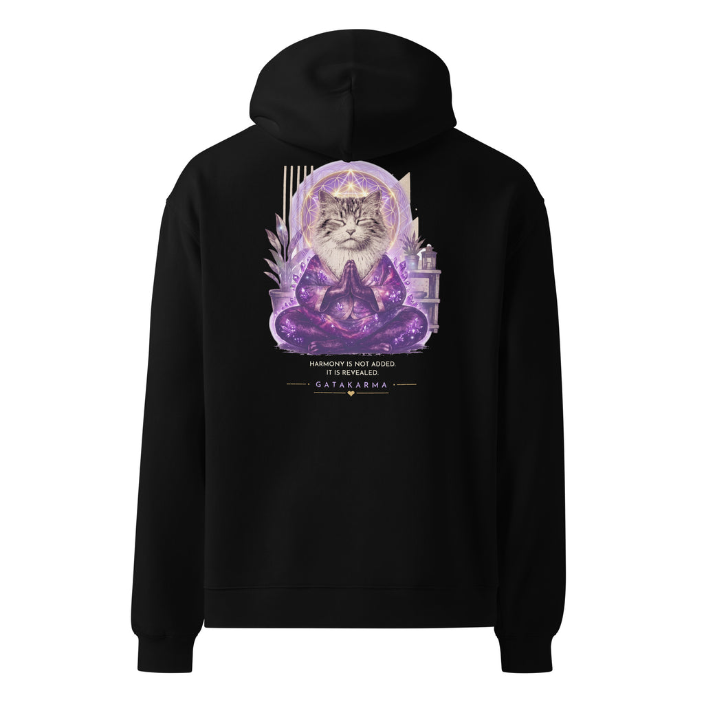GataKarma Galaxia Hoodie, black, back view — Cosmic collection by BarnaBorders