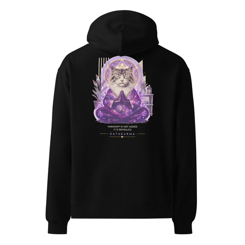 GataKarma Galaxia Hoodie, black, back view — Cosmic collection by BarnaBorders