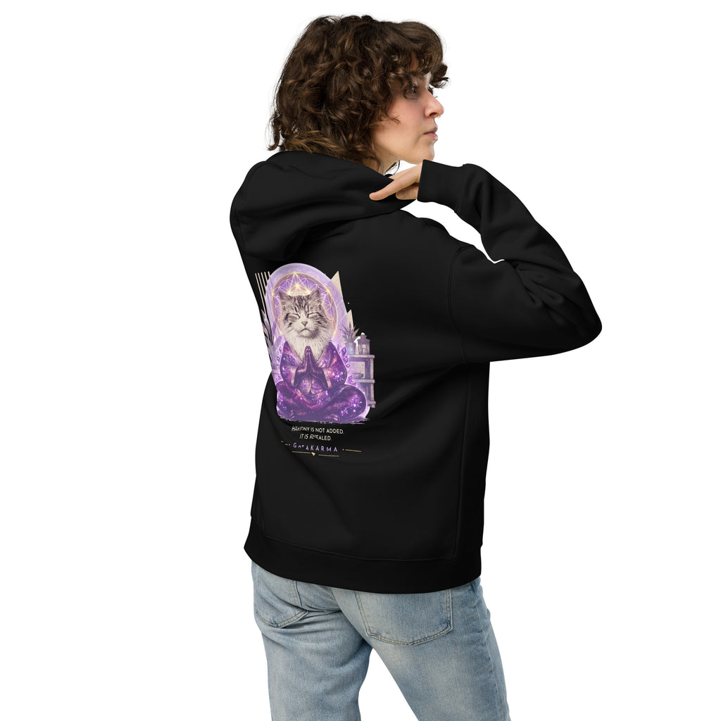 GataKarma Galaxia Hoodie, black, back view — Cosmic collection by BarnaBorders
