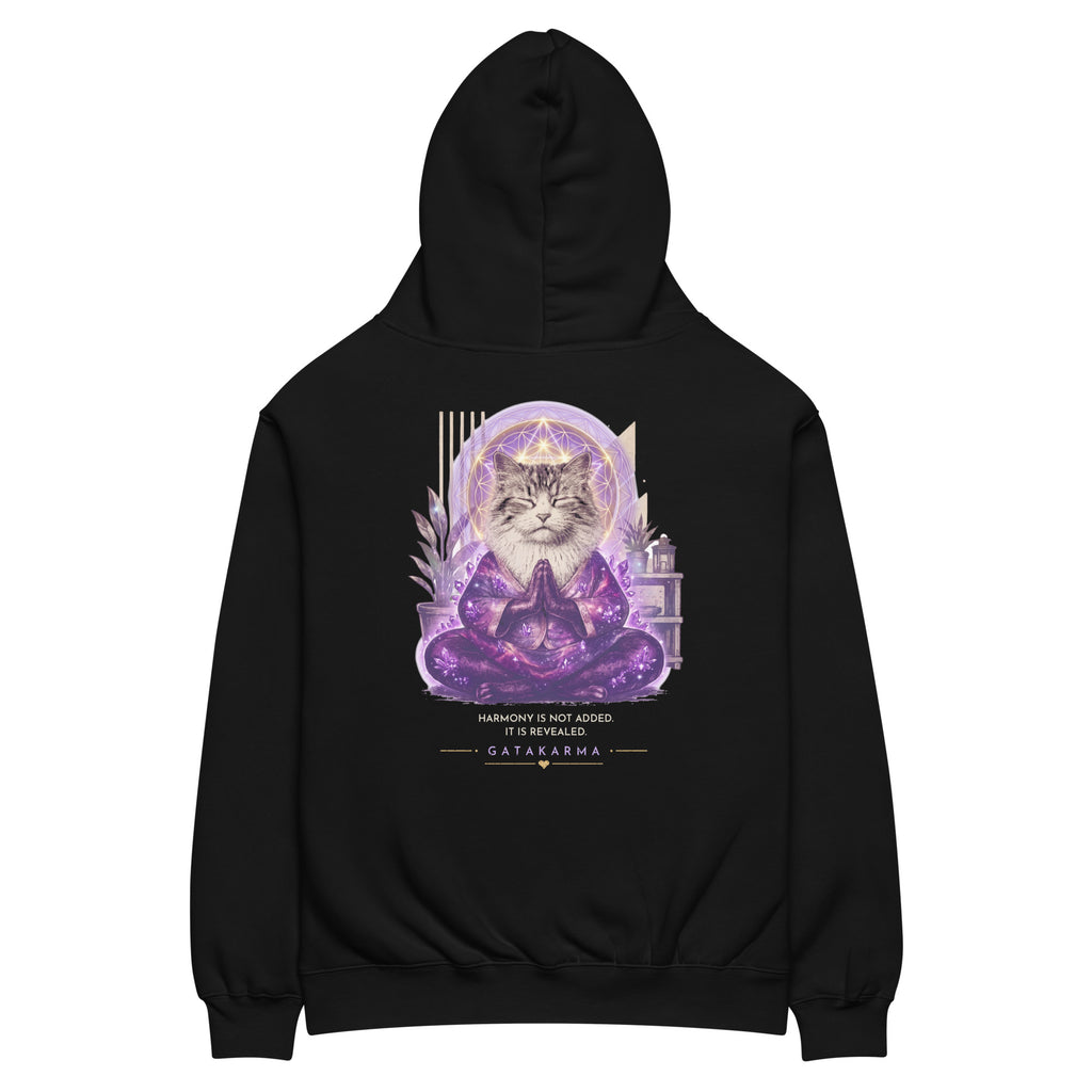 GataKarma Galaxia Hoodie, black, back view — Cosmic collection by BarnaBorders