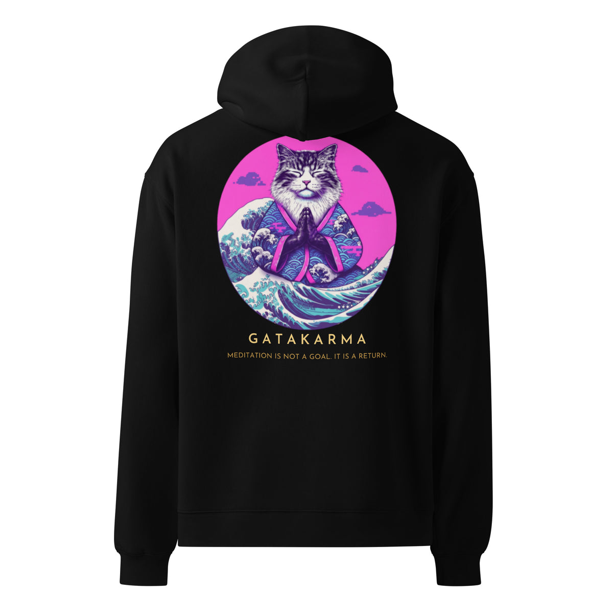 GataKarma Pink Wave Oversized Hoodie, product view 2 of 4 — Pink Wave collection by BarnaBorders
