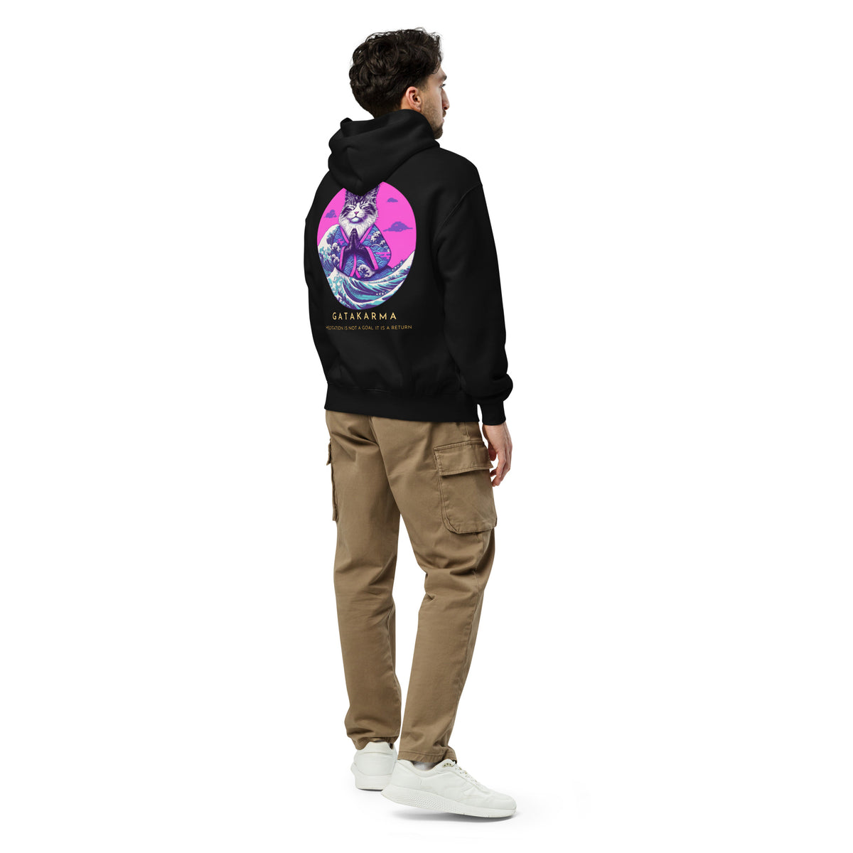 GataKarma Pink Wave Oversized Hoodie, product view 4 of 4 — Pink Wave collection by BarnaBorders