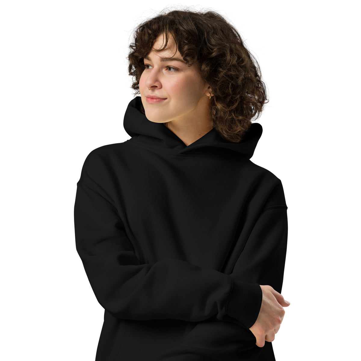 GataKarma Galaxia Hoodie, black, front view — Cosmic collection by BarnaBorders