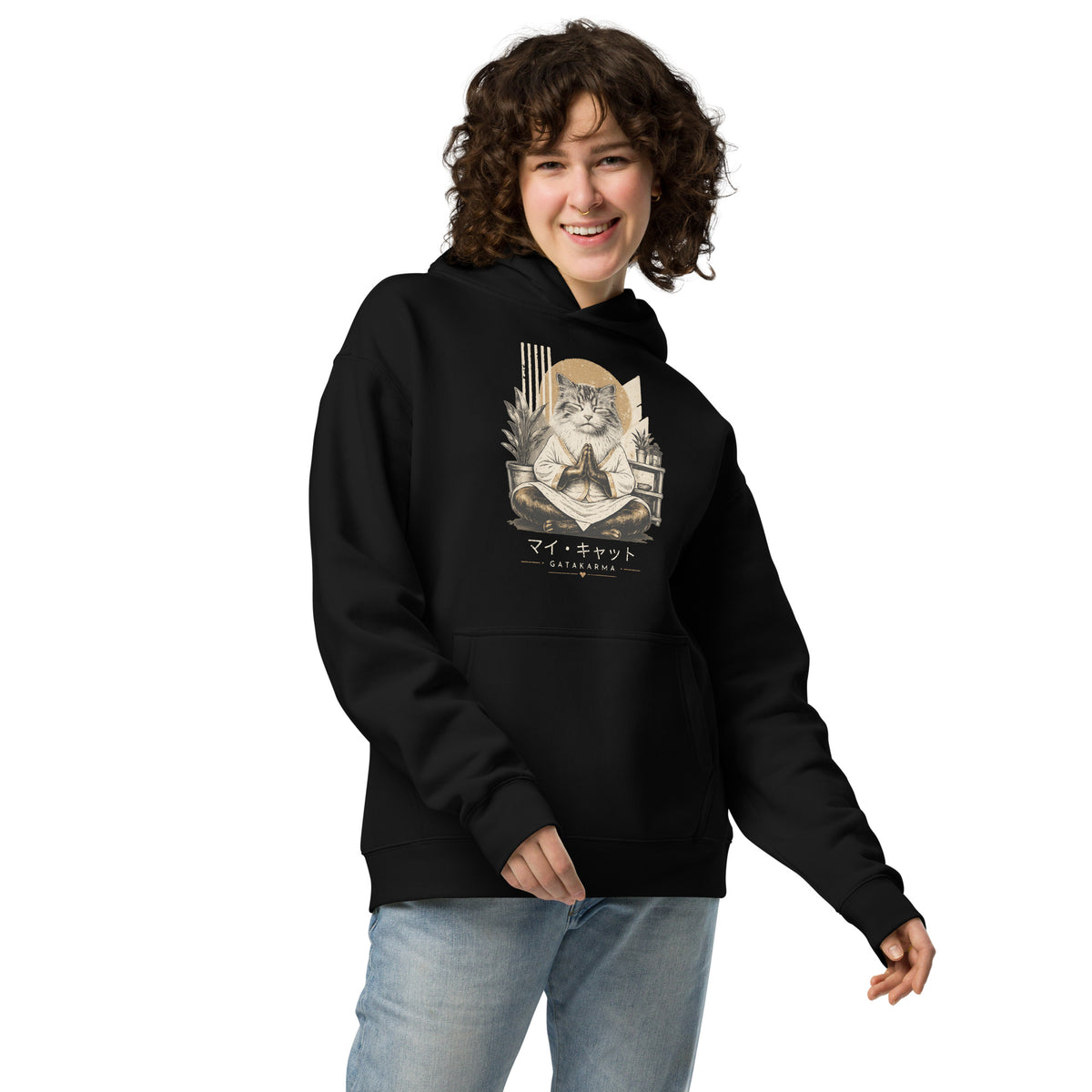 GataKarma Original Hoodie, black, mockup 5, BarnaBorders Artist Edition