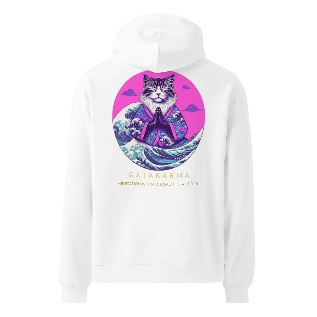 GataKarma Pink Wave Oversized Hoodie, product view 3 of 4 — Pink Wave collection by BarnaBorders
