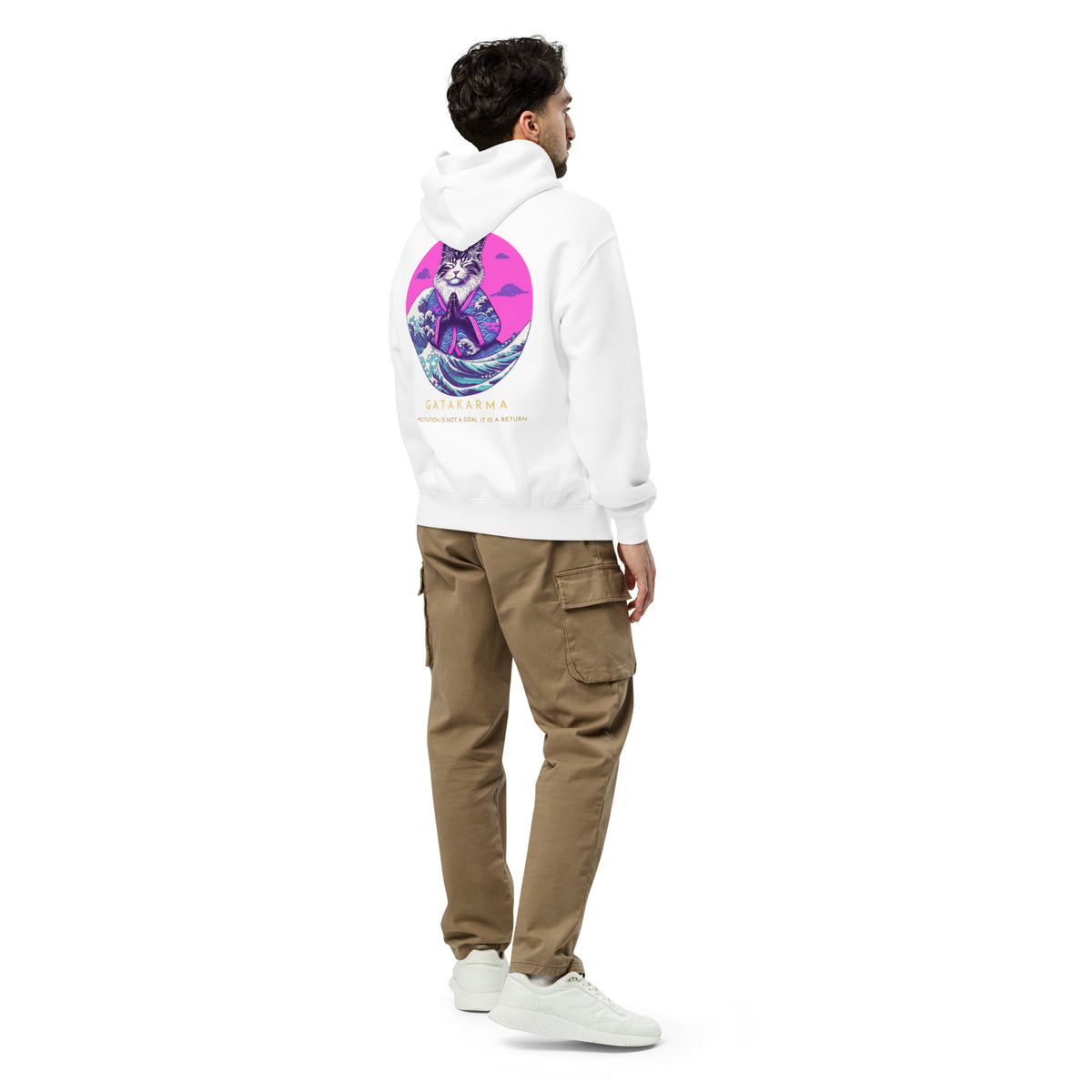 GataKarma Pink Wave Oversized Hoodie, product view 1 of 4 — Pink Wave collection by BarnaBorders